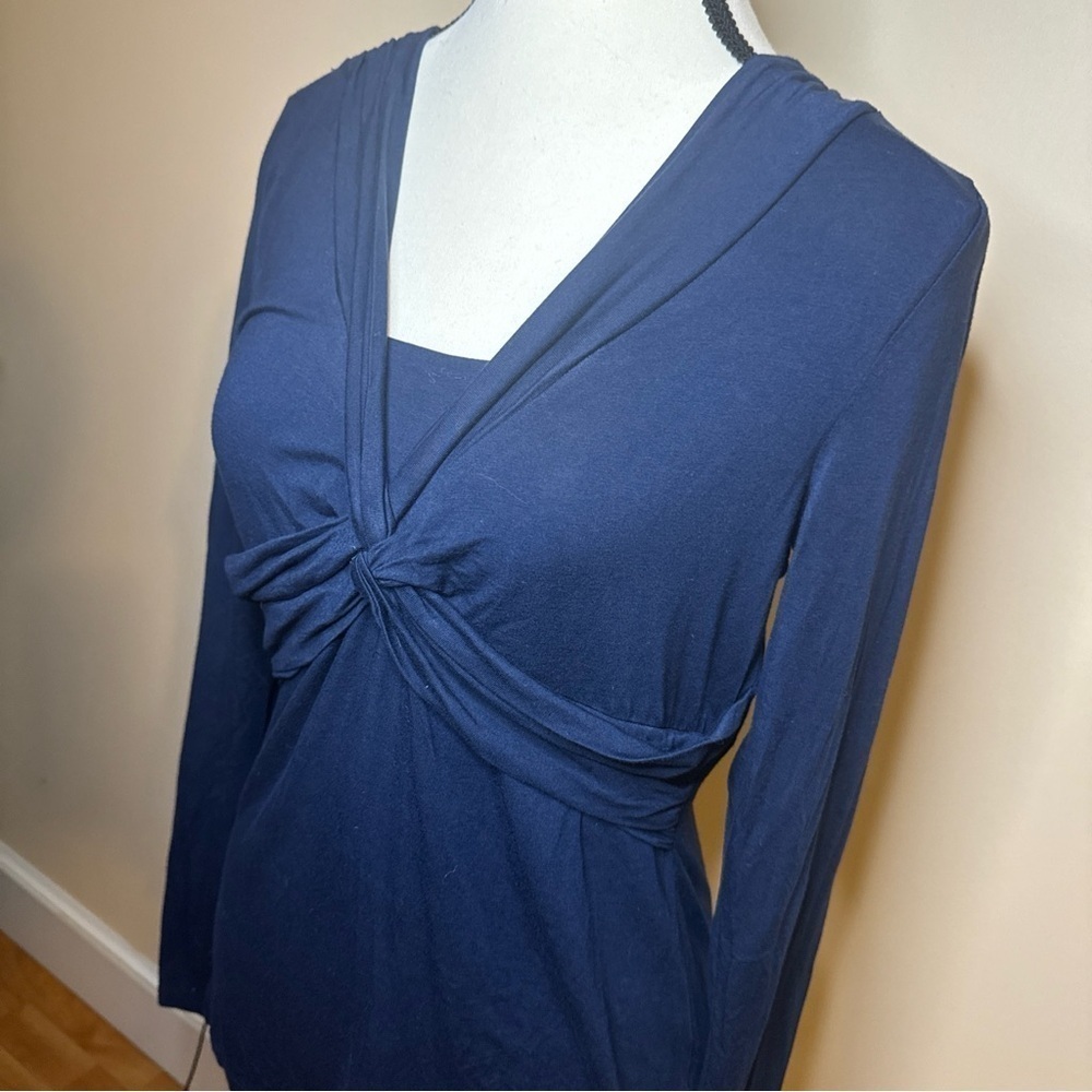 Boden Women's Navy Blue Twist Knot Crossover Front Jersey Top Size 8 - Picture 3 of 5